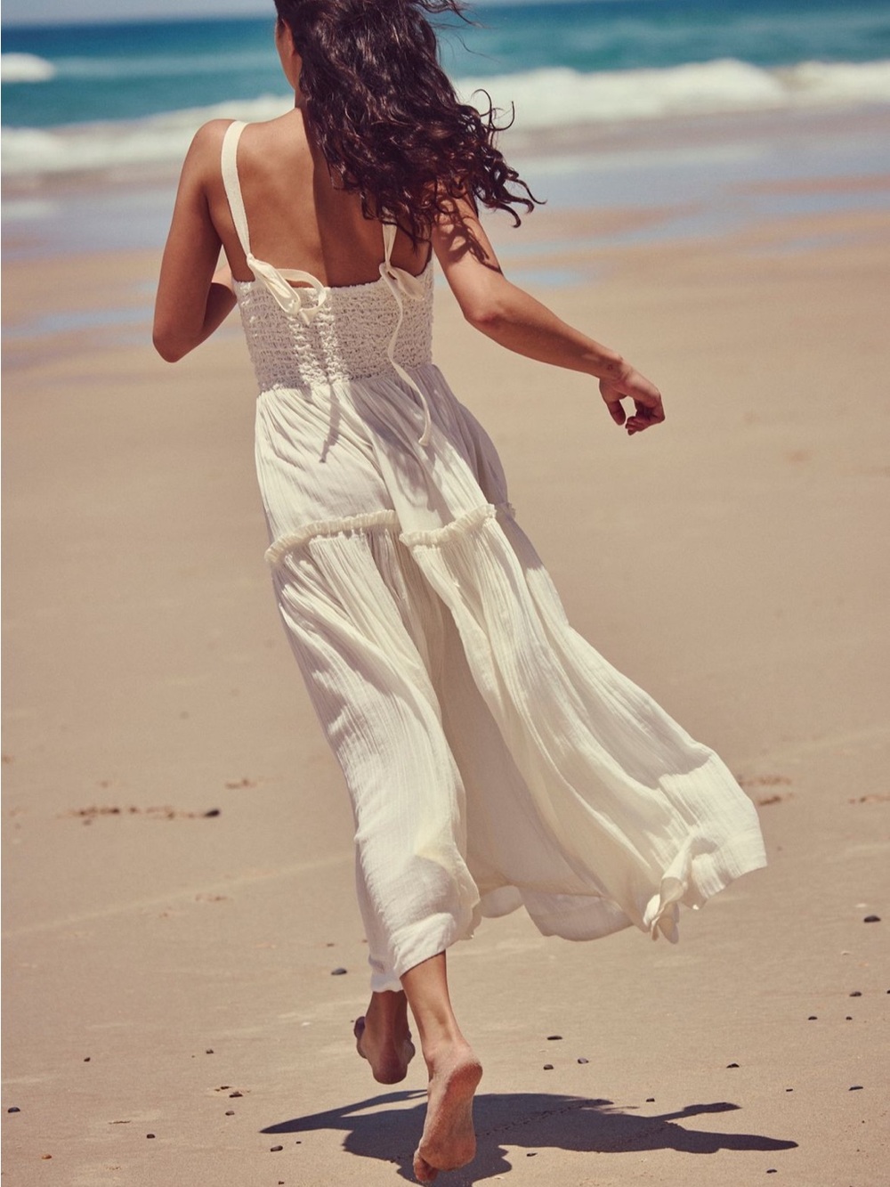 Free People Ivory A Masterpiece Maxi Dress with Smocked Bodice - Picture 2 of 8